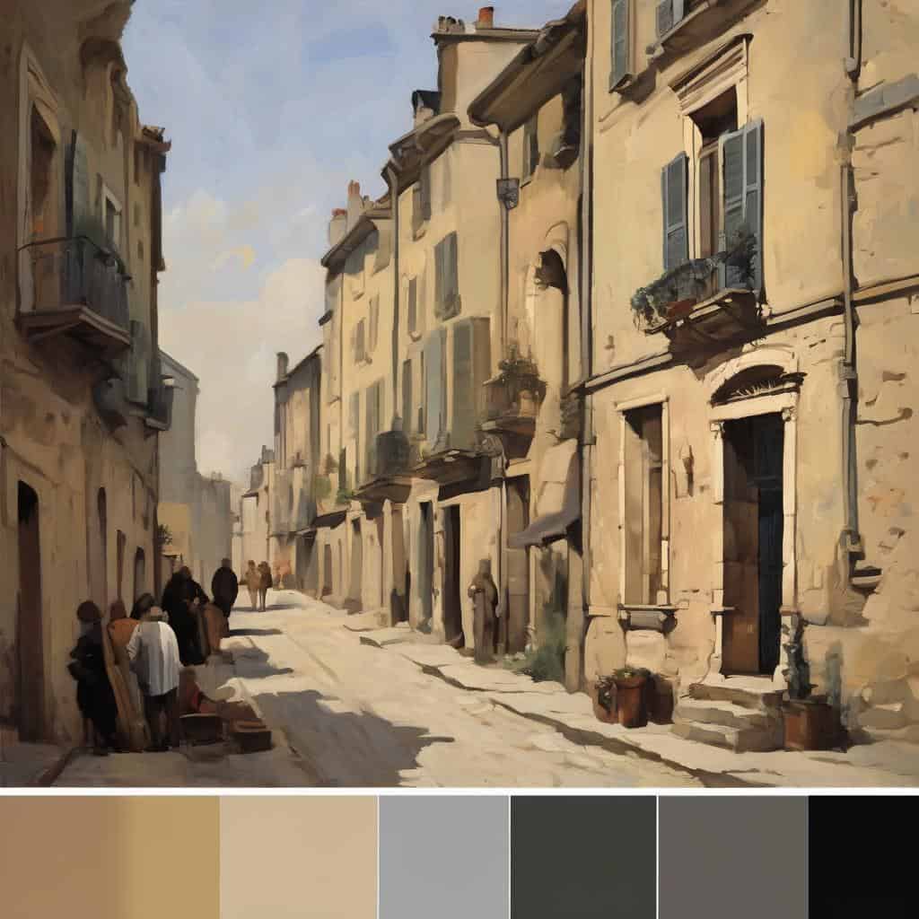 Παραδοσιακή πόλη με παλιά κτήρια και ανθρώπους σε παραδοσιακή ατμόσφαιρα, εμπνέει από τους καλλιτέχνες και τα έργα που άλλαξαν την τέχνη.